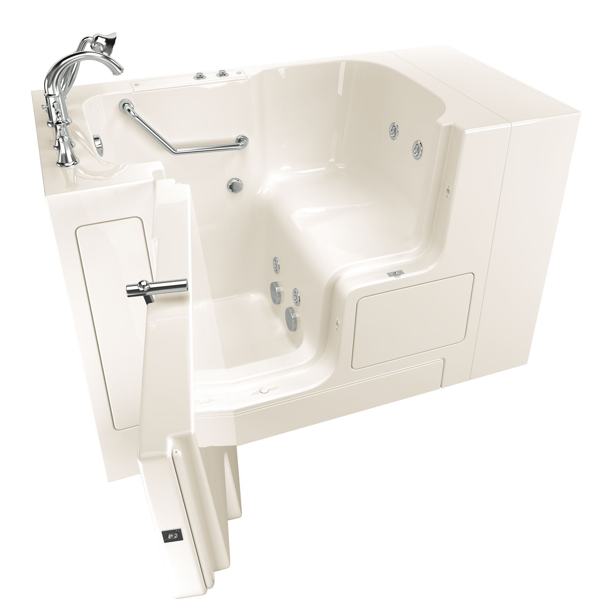 Gelcoat Value Series 32 x 52  Inch Walk in Tub With Whirlpool System   Left Hand Drain With Faucet WIB LINEN